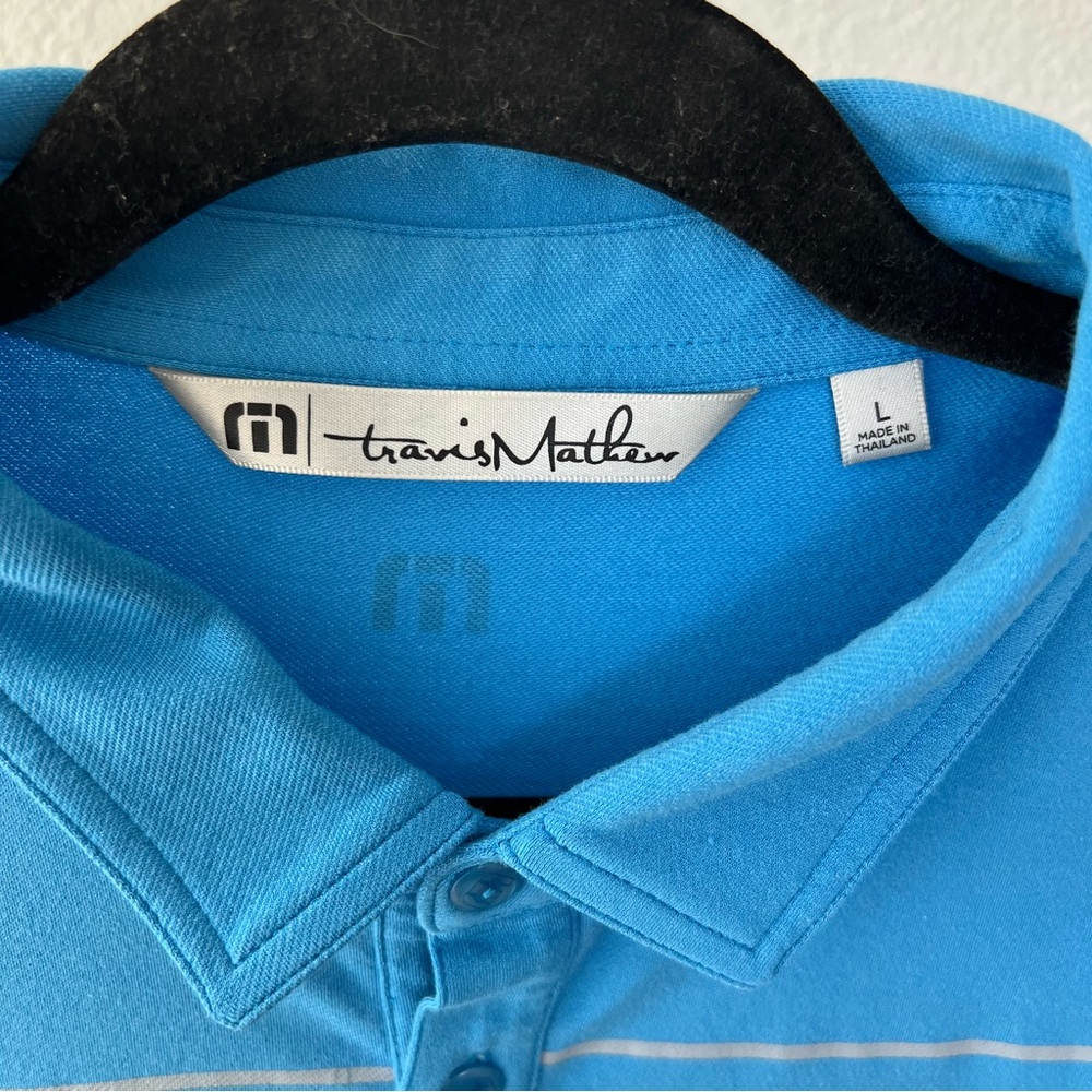 Travis Mathew | Aqua and Black Striped Golf Polo - Picture 3 of 3